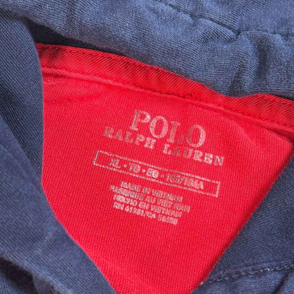 Polo Ralph Lauren Hoodie Men's XL Red Navy Colorblock 100% Cotton Drawstring - Picture 3 of 16